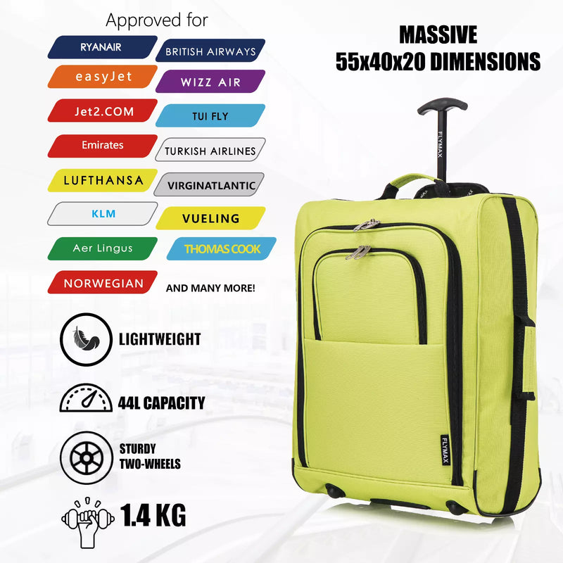 55X40X20 Ryanair Cabin Bag Suitcase Hand Luggage Flight Onboard Case Lightweight